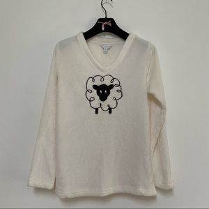 Charter Club Pajama Top Black Sheep Ivory M